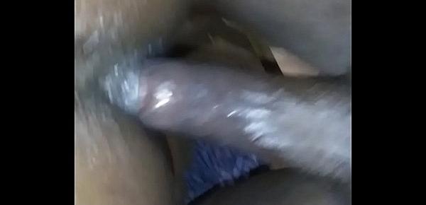  Up close bent over stroking my dick in the pussy and ass